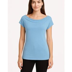 San Francisco City Lights Soft Drape Neck Tee T-Shirt Light Blue Size Small NEW